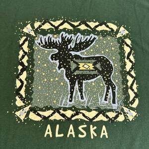 Vintage 90s T-Shirt Briar Creek Sportswear Green Alaska Moose Medium